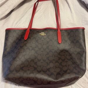Coach Signature Tote Bag – Brown/Red